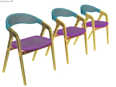 Modern Upholstered Armchair Collection with Wooden Frames 3D model