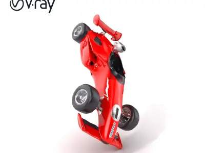 Classic Red Formula  Car D model pack Low-poly 3D model