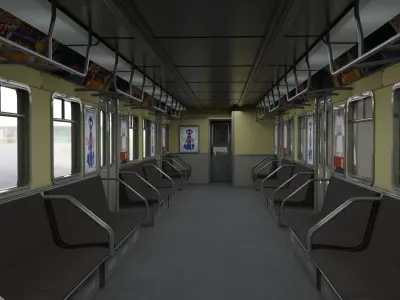 Subway Metro Train with Interiors TEXTURED Low-poly 3D model