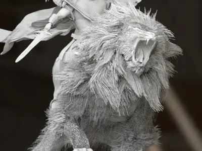 Hercules riding  Nemean lion 3D model