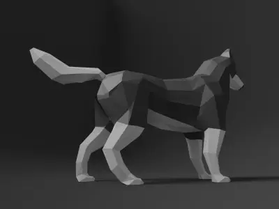 Low-poly Husky dog Low-poly 3D model