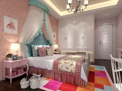 European children room for girls 3D model