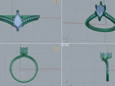 Solitaire Wedding Engagement Women Ring 3D print model 3D print model