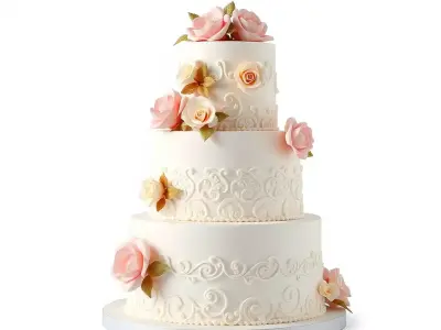 Elegant Wedding Cake model pack Low-poly 3D model