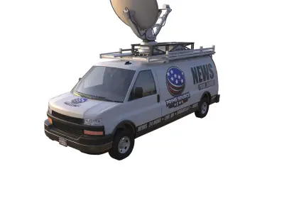  PBR Broadcast News Van Low-Poly Low-poly 3D model