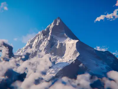Procedural Mountains and Clouds Free 3D model