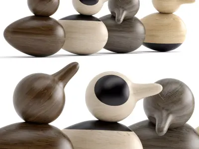 Wooden toys Low-poly 3D model