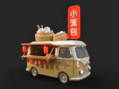 Food Trucks  Asian Edition Low-poly 3D model