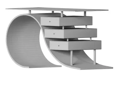Designer curved table 3D model