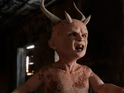 The Cursed child game character for Horror and Fantasy games Low-poly 3D model