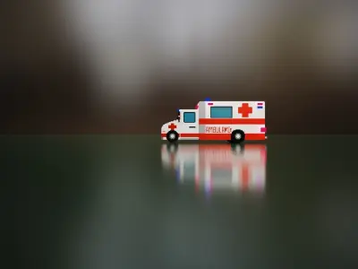 Voxel Ambulance design  Low-poly 3D model