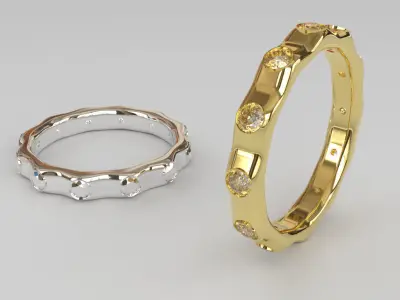 CHIC STONE CIRCLE minimalist stones ring 3D print model