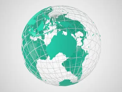 Globe News Skeleton Turquoise Color 3D model