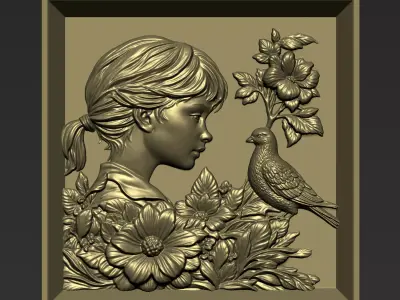 Little Girl and A Pigeon A40 3D print model