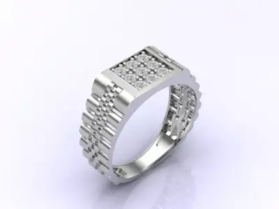 Print Ready STL 3DM  Gents Rings Diamond Men Ring  3D print model 95