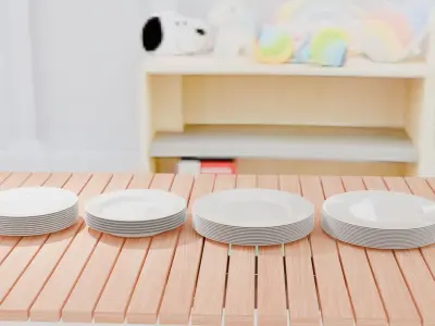 Plates And Dishes Low-poly 3D model