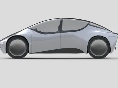 Retro-Futuristic Compact Car 3D model