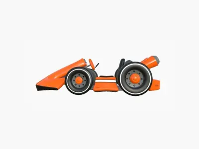 Cartoon Kart D06 Orange - Vehicle Racing Design Low-poly 3D model