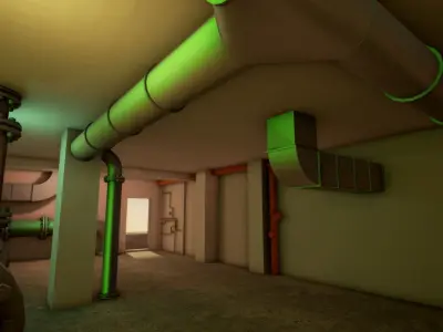 Pipes and ventilations Low-poly 3D model