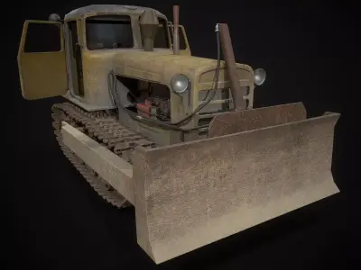 Soviet tractor DT-75 Low-poly 3D model