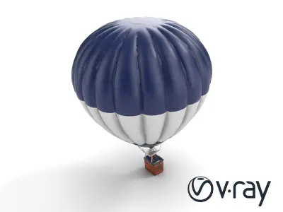 Classic Hot Air Balloon Navy Silver model pack Low-poly 3D model