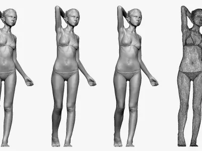 001236 woman in bikini hand up behind head 3dp 3D print model