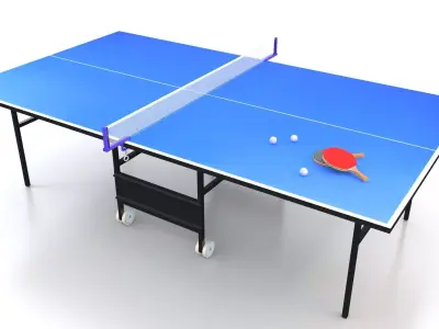 Table Tennis 3 with paddles - Ping pong Low-poly 3D model
