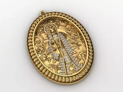  santa muerte holy death small size pendant 3D STL 3DM skull 3D print model