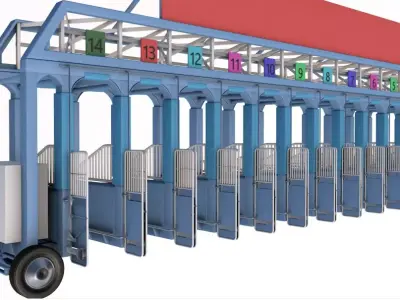 Horse Racing Starting Gates 3D model