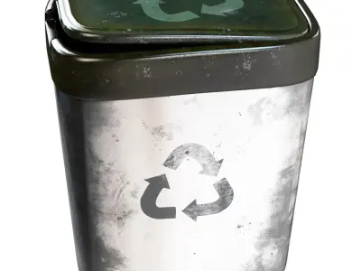  Trash Can Old Low-poly 3D model