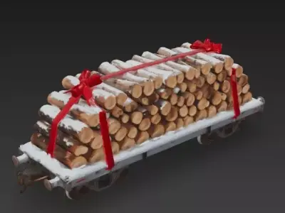 Yule Log Express Wagon 3D Model Low-poly 3D model