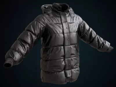 Black winter jacket Low-poly 3D model