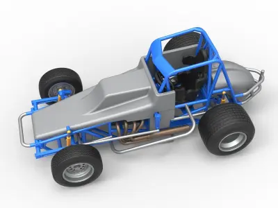Vintage Sprint car Scale 1 to 25 3D print model