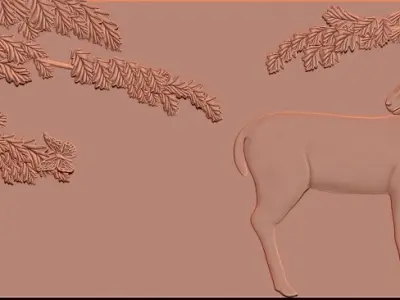 Deer 3D Bas Relief STL Model CNC Wood Carving  Engraving Fil 3D print model