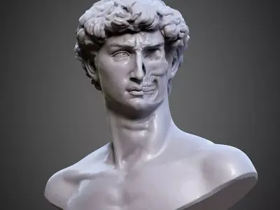 Statue of David Bust with Skull exposed 3D print model