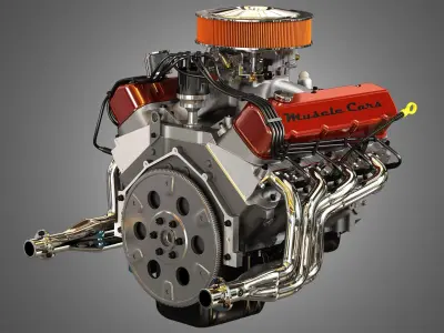  572 Engine - V8 Vintage Muscle Car Engine 3D model