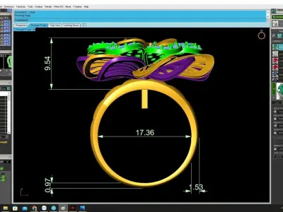 Luxury Floral Diamond Cluster Ring for Women 4467 3D print model