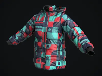Snowboarding winter jacket Low-poly 3D model