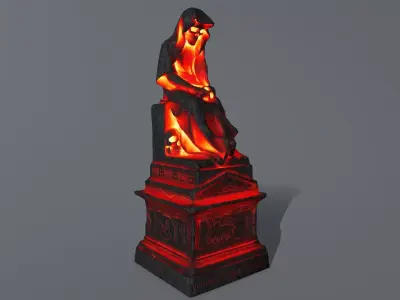 statue 1 with flames Low-poly 3D model