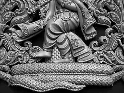 Krishna Dancing Art Relief 3D print model