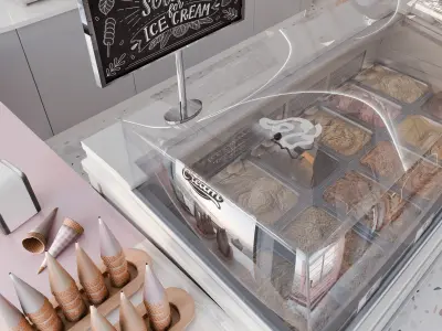 Ice Cream Shop Blender Scene 3D model