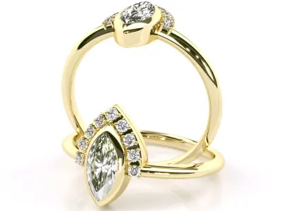 Marquise Diamond Engagement Ring 3D print model