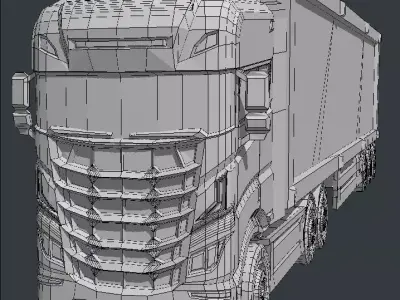 Futuristic Semi truck Game Ready  Low-poly 3D model