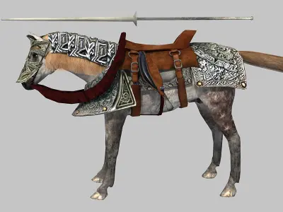 Horse knight on Low-poly 3D model