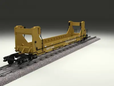 Yellow Train Well Car 3D model