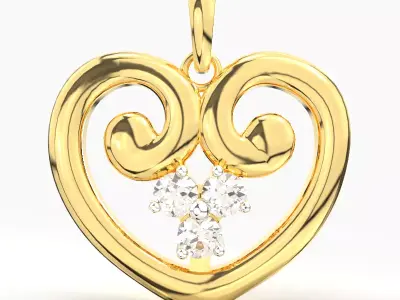 THREE STONE HEART DIAMOND PENDANT 3D print model