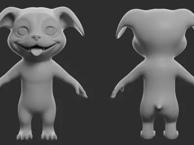 Pitbull Dog Cartoon Low-poly 3D model