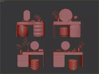 Modern Luxury Vanity Set Collection 3D Model 3D model