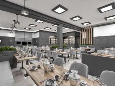  Luxury Restaurant and Bar Scene - Ready to Render 3D model