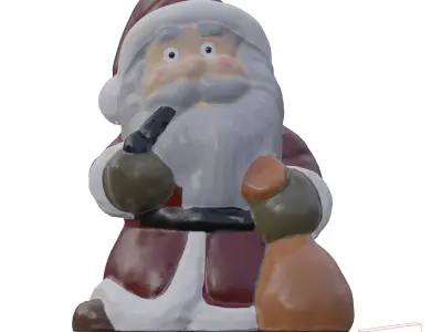Multicolor Pack of cute Santa claus   LowPoly 3D model